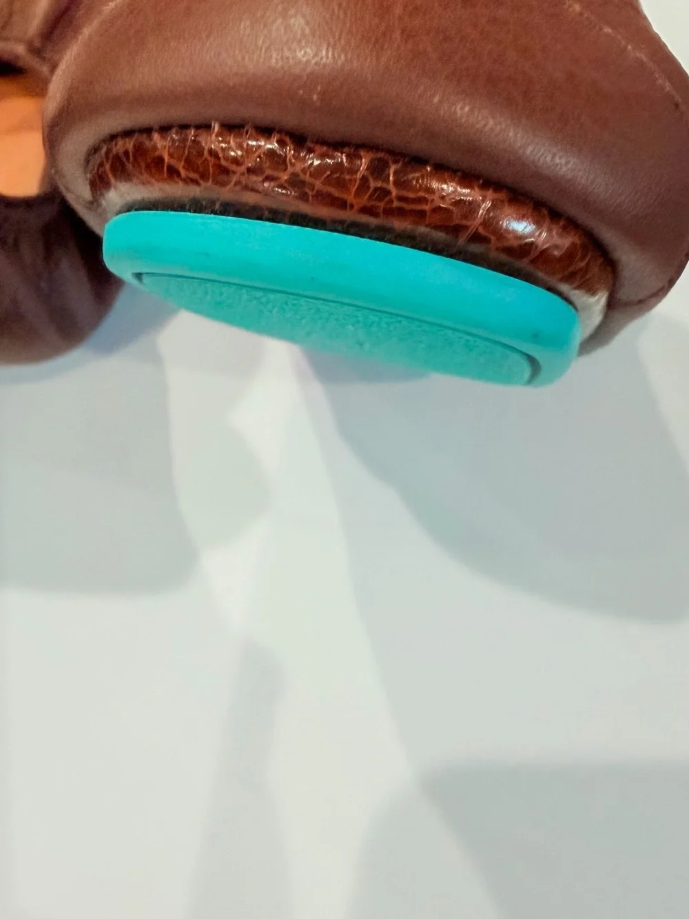 Tieks Kids Brown Leather Ballet Flats with Teal Pull Tab